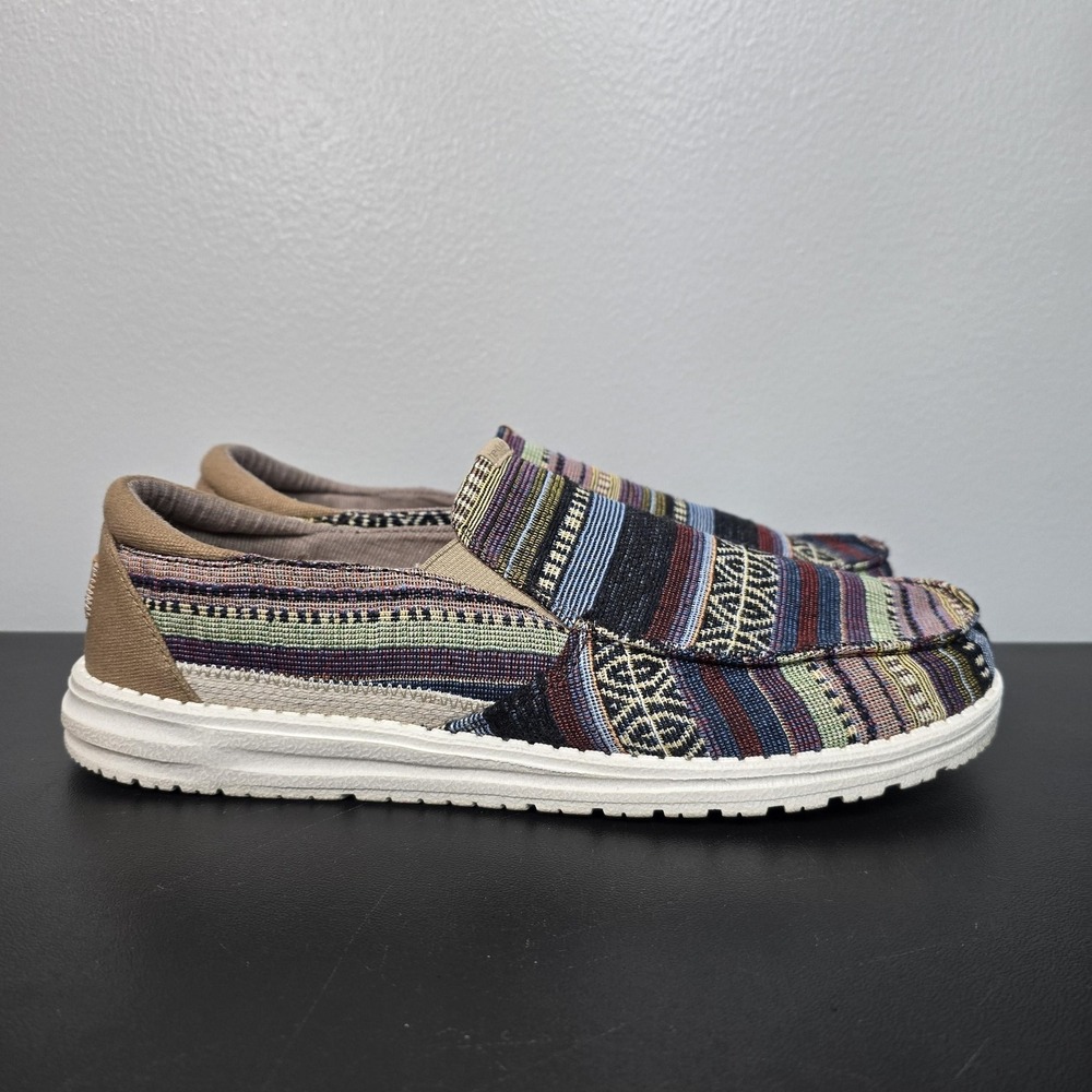 Hey Dude Shoes Mens Size 12 Multicolor Thad Serape Stripe Slip On Loafers Boat